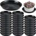 30 Packs 14 Inches Large Plant Saucers for Indoor Outdoor Use Heavy Duty Plastic Plant Plate Dish for Planter Bulk Round Flower Pot Drip Trays to Catch Water 4 to 20 Inch, Black