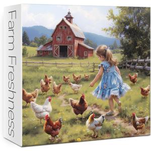 Farm Chicken Girl Puzzles for Adults 1000 Pieces. Funny Animal and Flower Jigsaw Puzzles. Challenging Country Farm Art Puzzles