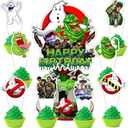 2 x 25pcs Ghost Cake Decorations with 1pcs Cake Topper, 24pcs Cupcake Toppers for Ghost Birthday Party Supplies