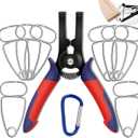 PLANEKO 10PCS Miter Spring Clamps Kit for Woodworking Wood Trim Picture Frames Moldings with 8PCS Miter Clamps 1PC Spring Loaded Pliers 1PC Carabiner Wood Frame Tool Crown Molding Tools