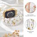 2 x KOREDA Beaded Bracelets Compatible for Apple Watch Band 38mm 40mm 41mm 42mm 44mm 45mm 46mm Women, Fashion Handmade Dressy iPhone Watch Bands Stretchy Strap for iWatch Series 11 10 9 8 7 6 5 4 3 2 1 SE