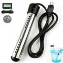 Immersion Water Heater Portable 2000W, with Stainless Steel Guard & Digital Thermometer,Fast Submersible Electric Heater for Small Pool, Bathtub, Bucket, Camping & Outdoor Use