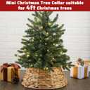 Hollowfly Mini Christmas Tree Collar 17inch Small Woven Hyacinth Tree Skirt Rustic Farmhouse Xmas Stand Base Cover for 4ft Boho Christmas Trees Ring for Xmas Decorations