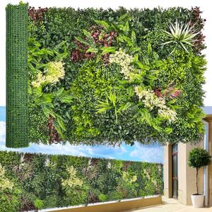 ODTORY Artificial 3D Hedge Grass Wall & Privacy Backdrop Screen, 40"x120" UV-Anti Faux Greenery Boxwood Ivy Panels, Realistic Fake Plants with Green Leaves for Fence Balcony Wedding Home Decor