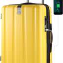 KROSER Hardside Expandable Carry On Luggage with Spinner Wheels & Built-in TSA Lock, Durable Suitcase Rolling Luggage with USB Port, Carry-On 20-Inch, Yellow