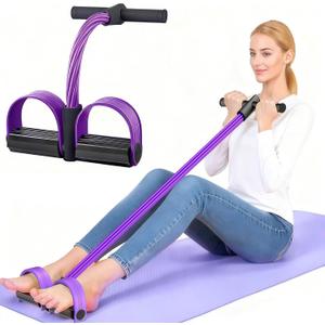 Pedal Resistance Band with Handle, Natural Rubber Foot Resistance Bands with Handles, New 6-Tube Manual Resistance Training Pedal Resistance Foot Pedal para Abdomen, Waist, Hands, Legs. (Purple)