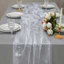 Snowkingdom 3 Pcs 10 FT Silver Cheesecloth Table Runner, 120 Inch Sheer Chiffon Gauze Runner, Sequin Glitter Silver Table Decoration Centerpieces for Wedding Birthday Christmas Bridal Baby Shower