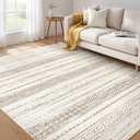 Nakagishi 6x9 Area Rugs Living Room: Washable Boho Large Neutral Soft Farmhouse Rug Stain Resistant Modern Indoor Floor Non-Slip Accent Carpet for Bedroom Nursery Kids Playroom Office Dining Room Dorm