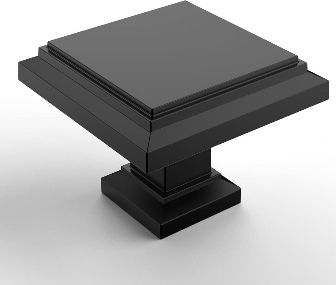 Asidrama 10 Pack Matte Black Kitchen Cabinet Knobs Drawer Cabinet Hardware Zinc Knobs for Dresser Drawers (Single Hole Knob)