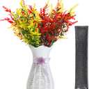 3-in-1 Artificial Lavenders Vase Set Fake Lavenders (2 Red&2 Yellow) with 14oz Nano Mineral Crystal Beads Hollow Vase for Smells Absorbing, Odor Control for Home Office Porch