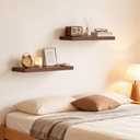 BAYKA Walnut-Like Floating Shelves 22.5in, 2 Pack, Wall Mounted Wall Decor