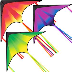 JOYIN 3 Packs Large Delta Kite Gradient Rainbow, Easy to Fly Huge for Kids and Adults, Large Delta Beach Kite for Outdoor Games and Activities