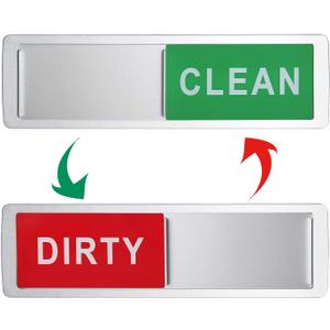 Dishwasher Magnet Easy to Read Clean Dirty Sign Indicator with Double Sided Adhesive Tape (Silver (Red and Green))