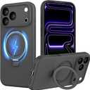 IYH Magnetic Case for iPhone 17 Pro Max 6.9" with Invisible Stand [16FT Military Protection] Liquid Silicone Cover, Black