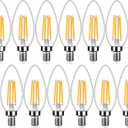 12-Pack Dimmable E12 LED Candelabra Bulbs 40Watt Equivalent, 2700K Warm White, 450Lumens, 4W B11 Vintage Chandelier Light Bulbs, LED Filament Clear Glass Candle Lamp for Ceiling Fan Home Decor1 (12 Count (Pack of 1))