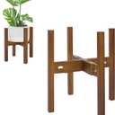 Rnined Adjustable Plant Stand Indoor,Bamboo Mid Century Modern Plants Stands, Stable Plant Holder,Fit 8 9 10 11 12 inch Pots (Pot & Plant Not Included)