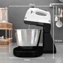 Stand Mixers, 7 Speeds With 3QT Stainless Steel Bowl, Stand and Hand Mixer with Dough Hook, Whisk, Mixing Beater for Baking, Cake, Cookie, Kneading (BU1)