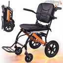 Premium Lightweight Transport Wheelchair for Seniors & Adults, Ergonomic Folding Travel Wheelchair with Adjustable Caregiver Handle, 22" Narrow Doorway Design, Portable Mobility Chair Supports 320 lbs