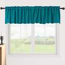 Pickluc Blackout Valance Curtains 18 Inches Long, Short Curtains with Rod Pocket for Window in Kitchen, Bathroom, Living Room, Bedroom or Basement, 2 Panels, 52" W x 18" L, Teal