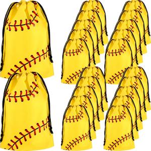 Silkfly 25 Pack Softball Snack Drawstring Bags Small Snack Plastic Goodie Gift Bags Party Favor for Sport Party Supplies, 6 x 8 Inch