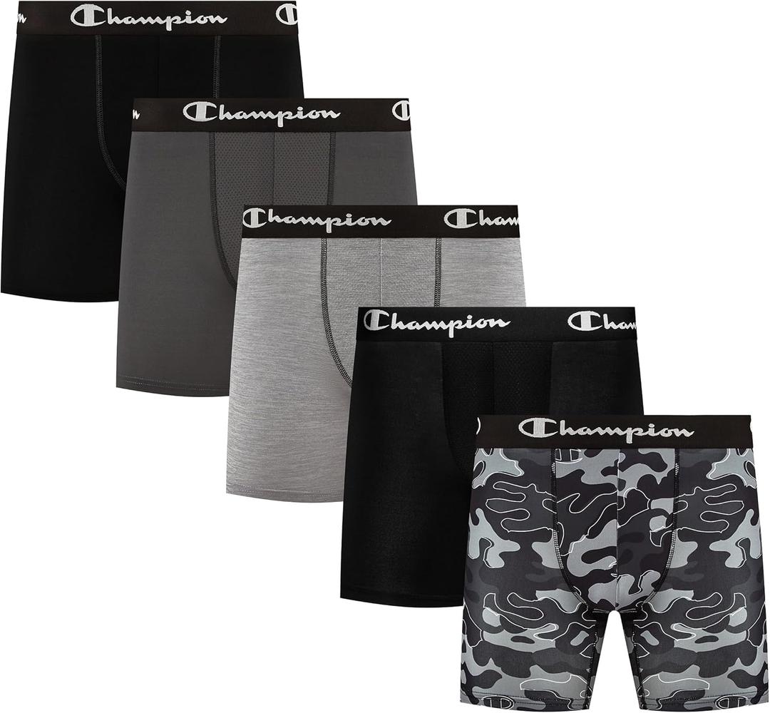 Champion Men's Performance Boxer Brief - 5 Pack, Large