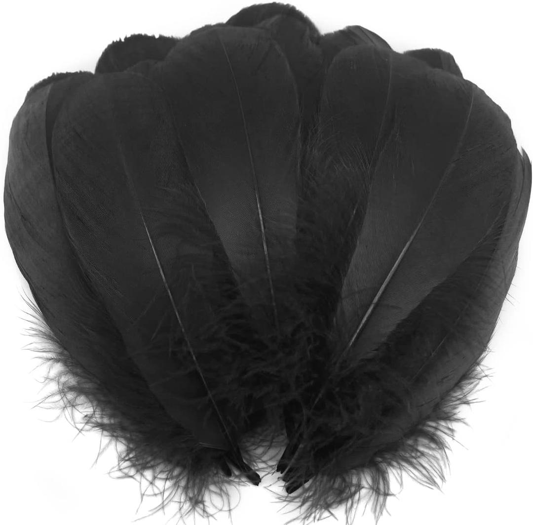 100PCS Black Soft Goose Feathers 5-7Inch for Angel Wings Crafts Wedding Party Decorations Clothing and Hats Accessories
