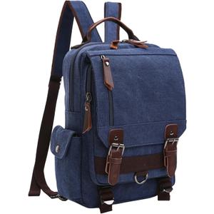 mygreen Canvas Cross Body Messenger Bag Shoulder Sling Backpack Travel Rucksack (Large, Dark Blue With Shoulder Zipper)