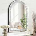 Crystal Crush Diamond Arch Mirror for Wall, Sparkling Decoration 26x18 inch Wall Hang Frameless Mirror Acrylic Diamond Decor Living Room Hallway Bathroom Bedroom