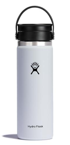 Hydro Flask Wide Mouth Bottle with Flex Sip Lid - Insulated Water Bottle Travel Cup Coffee Mug White 20 oz