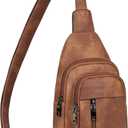 MASINTOR Sling Bag for Women - Crossbody Bags Fanny Pack with Vegan Leather - Adjustable Sling Backack for Travel (Mocha Brown)