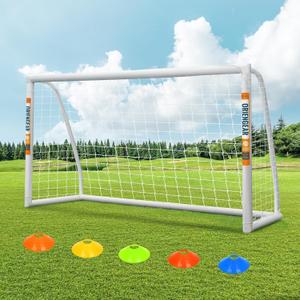 ORIENGEAR Soccer Goal, 8'x6' Full Size Soccer Goals for Backyard, Soccer Net with Training Discs, Portable Soccer Goal for Kids and Adults with 1 Carry Bag, Porterias De Futbol