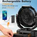 3-in-1 Camping Fan - 36000mAh Detachable Portable Fan Rechargeable with Light & Hook, Battery Powered Fans for Outdoor, Indoor, Tent, Fishing, Travel, Hurricane, Summer Gifts for Men - Black
