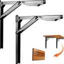 Ultrawall 24 inch Black Sturdy Folding Shelf Brackets, Heavy Duty Adjustable Steel Wall Mounted Collapsible Shelf Bracket, Max Load 550lb