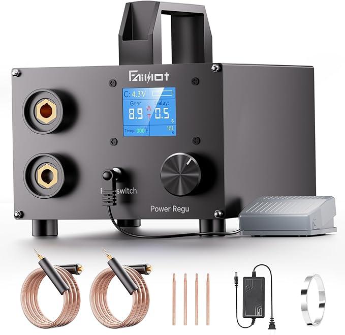 Dual Farad Battery Spot Welder, 300F Capacitor with 25 Gears Adjustment, Portable Spot Welder for 0.1-0.3mm Nickel Strip Welding, with 1.8" LCD Display