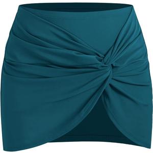 ZAFUL Womens Swim Skirt Twist Bathing Suit Skirt with Build-in Brief Mid Rise Swimsuit Bottom Skort, XL
