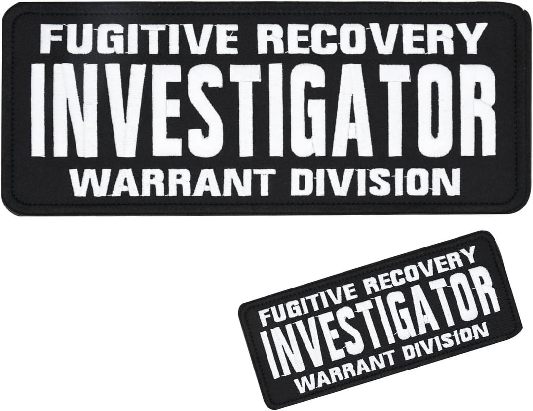 2 Pack Security Patch with Loop Hook System,Durable Fabric Patches with Embroidered Letters for Officer Guard Custom Uniforms Vest, Jacket, Carrier, Hat, 1Small and 1 Large (Investigator)