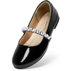 DREAM PAIRS Girls Mary Jane Dress Shoes Ballerina Flats for Wedding, Party (Toddler/Little Kid/Big Kid) (Black/Pat) 12