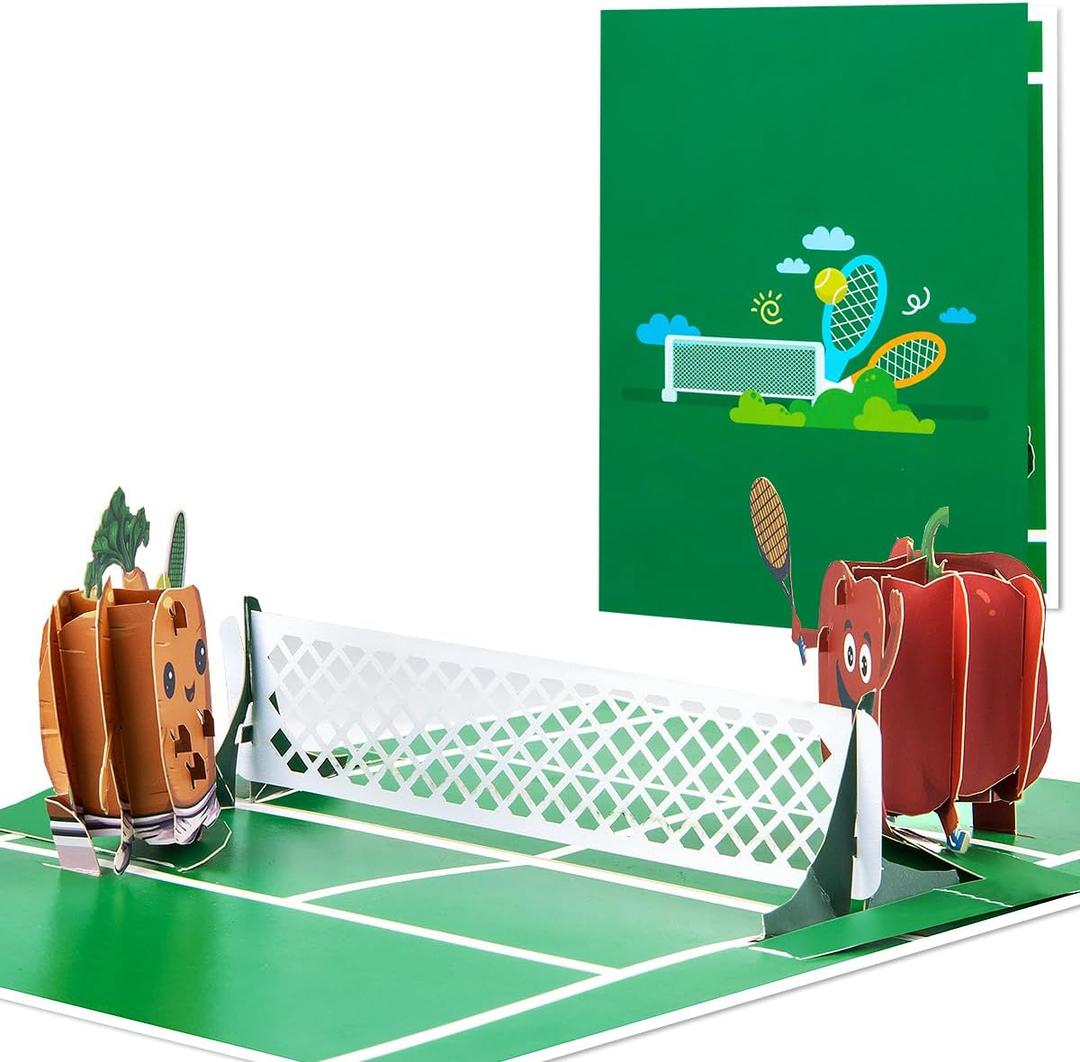 2 x Pickleball Birthday Card, Tennis Pop Up Birthday Cards for Husband, Happy Father's Day Card for Dad, Grandad, Includes Envelope.