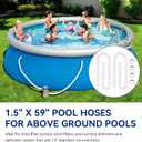 Pool Hoses for Above Ground Pools 1.5" Diameter x 59" Long, 2 Pack 1.5 Inch Above Ground Pool Hose Replacement Compatible with Intex Coleman Surface Skimmer, Filter Pump Hose, with 4 Metal Clamps