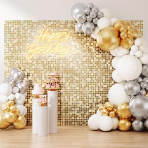 Champagne Gold Shimmer Wall Backdrop, 49pcs Sequin Panels