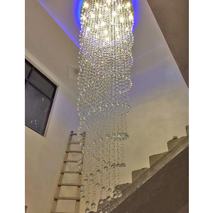 HAIXIANG 118inch Modern Crystal Chandelier for High Ceiling Living Room Foyer Crystal Raindrop Pendant Light Dimmable Lighting with Remote Straircase Fixture LED Bulbs