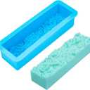 PH PandaHall Rose Loaf Mold, 22oz Flower Silicone Soap Molds 3D Embossed Crafts Mold Rectangle Resin Casting Molds for Handmade UV Resin Soap Candle Fondant Chocolate, 9.8x3.2x2.1inch 650ml (Blue)