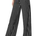Urban CoCo Women's Boho Palazzo Pants Wide Leg Beach Pants High Waisted Lounge Pants with Pockets (Large, Black/White)
