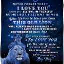 tgruihm to My Son Blanket from Dad, Blue Lion Blanket for My Sons, Son Gifts from Dad, Christmas Father to Sons Birthday Gifts Super Soft Cozy Flannel Blankets for Bed Sofa Decor 50"x60"