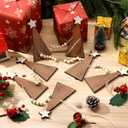 Wood Star Top Christmas Tree Christmas Garland Rustic Wood Chain with Wooden Bead Hanging Decorations for Mantle Wall Window Door Winter Home Xmas Tree Decor Holiday Crafts