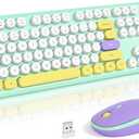 Wireless Keyboard and Mouse Combo, USB 2.4GHz Full Size Typewriter Keyboard with Number Pad and Colorful Mouse for Office PC Computer Desktop Laptop Windows 7 8 10 (Mint Green)