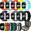 10 Pack Sport Bands and Watch Screen Protector Compatible with Apple Watch 38mm 40mm 41mm 42mm 44mm 45mm 46mm,Watch Bands Case&Organizer for iWatch Series11-1Please select the correct size