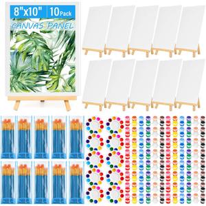 shynek 150pcs Painting Supplies Kit for Adults, 8 * 10In Canvas Boards with Easel Stand, 12 Colors Acrylic Paint Set, Artist Paint Brushes Set, Paint Trays, Sip and Paint Kit