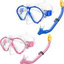 Gintenco Kids Snorkel Set, Diving Mask for Children as Unisex Kids Swimming Goggles, Anti-Fog Diving Mask and Dry Top Snorkel Combo Set for Junior and Youth