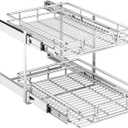 2-Tier Kitchen Cabinet Pull Out Shelf and Drawer Organizer Slide Out Pantry Storaqe Basket in Multiple Sizes (19" W x 21" D)